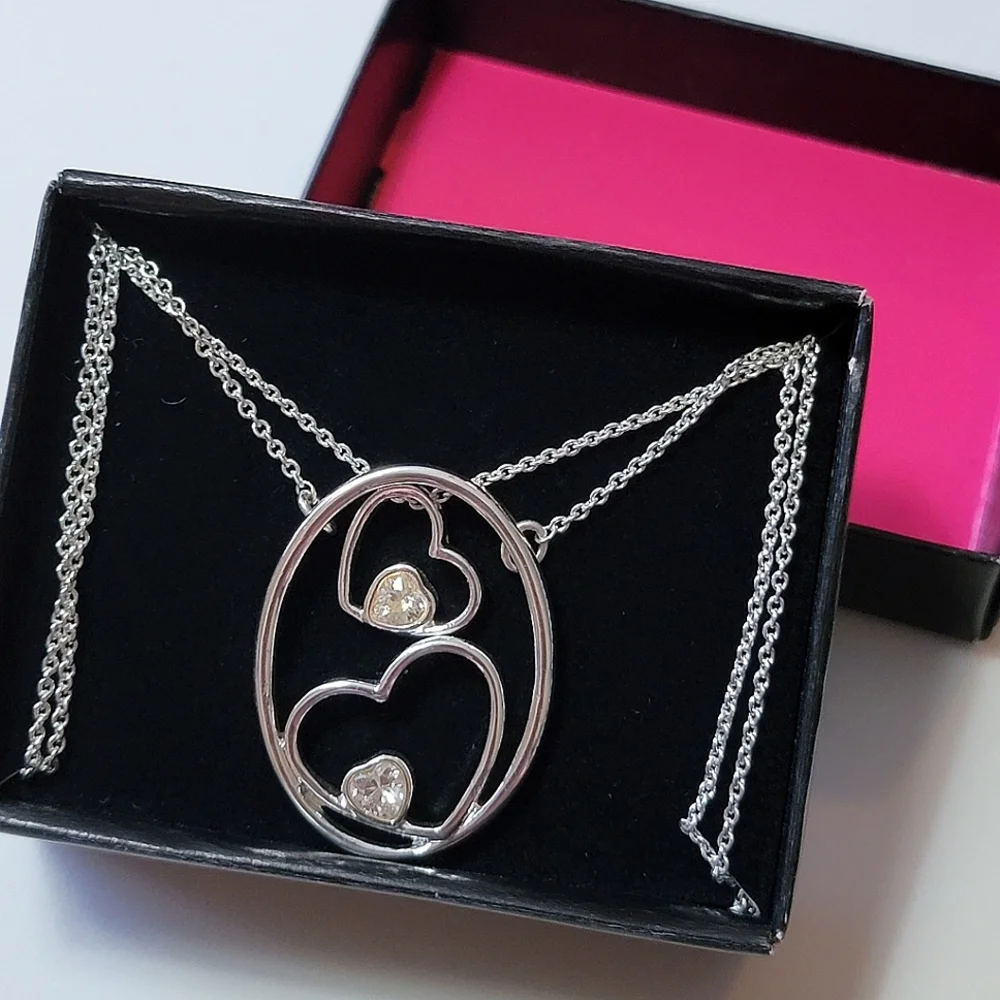 Nesting Hearts Charm Necklaces Avon Silver Tone